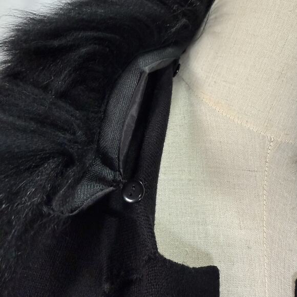 Maude Vivante Button Front Cardigan Sweater Faux Fur Black Women's Size Medium - Picture 5 of 9